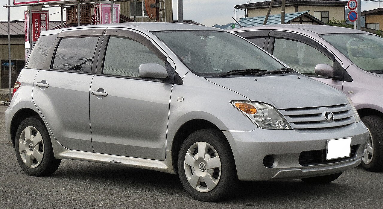 Toyota IST hatchback, side and front view