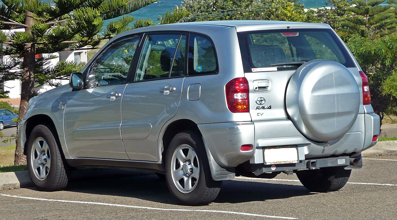 Toyota RAV4 4-door SUV, rear view with spare wheel